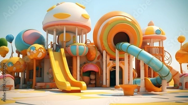 Fototapeta 3d model illustration of playground toy of kid child