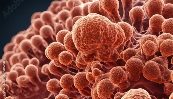 Fototapeta  Microscopic view of a cluster of cells, magnified to reveal intricate details