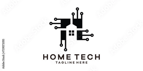 Obraz logo design combining the shape of a house with modern technology, logo design template, symbol idea.