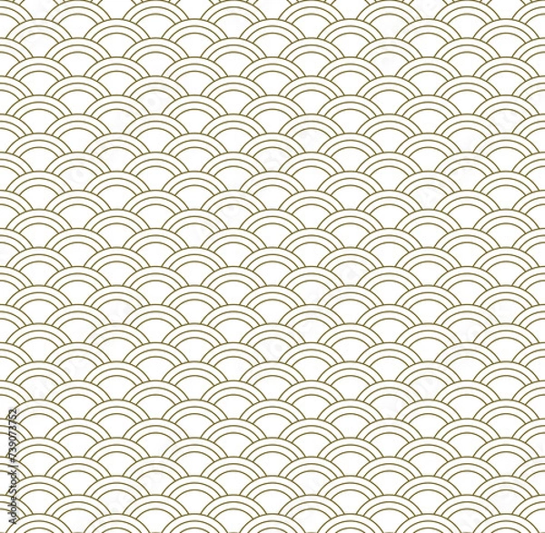 Obraz Japanese Seigaiha Wave Pattern Vector. Seamless Geometric Ornament. Option with three lines	
