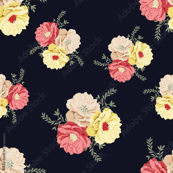 Obraz seamless vector flower design pattern on background