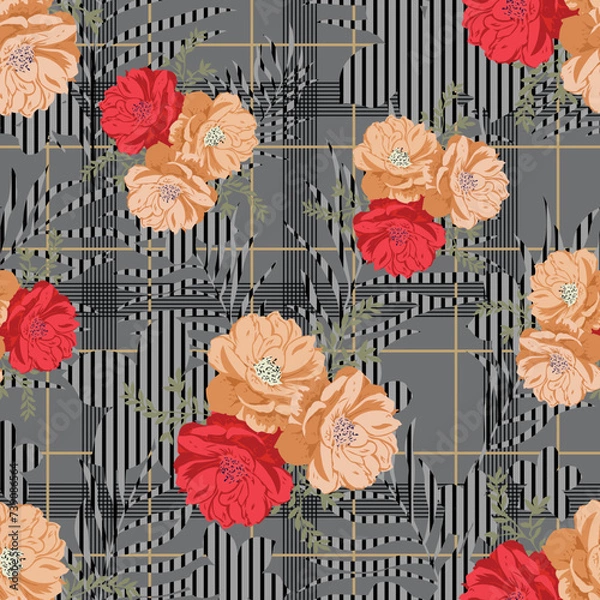 Fototapeta seamless vector flower design pattern on background