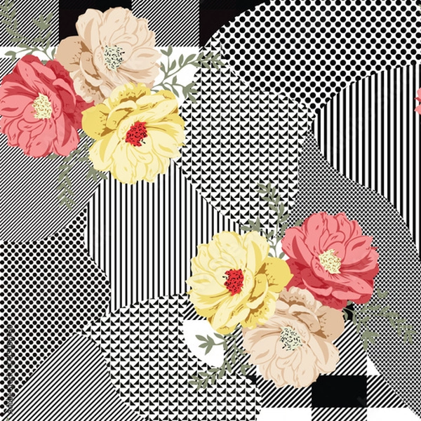 Fototapeta seamless vector flower design pattern on background