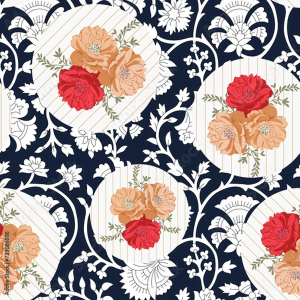 Fototapeta seamless vector flower design pattern on background