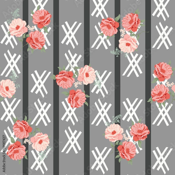 Fototapeta seamless vector flower design pattern on background