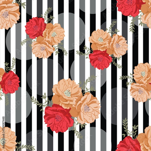 Fototapeta seamless vector flower design pattern on background