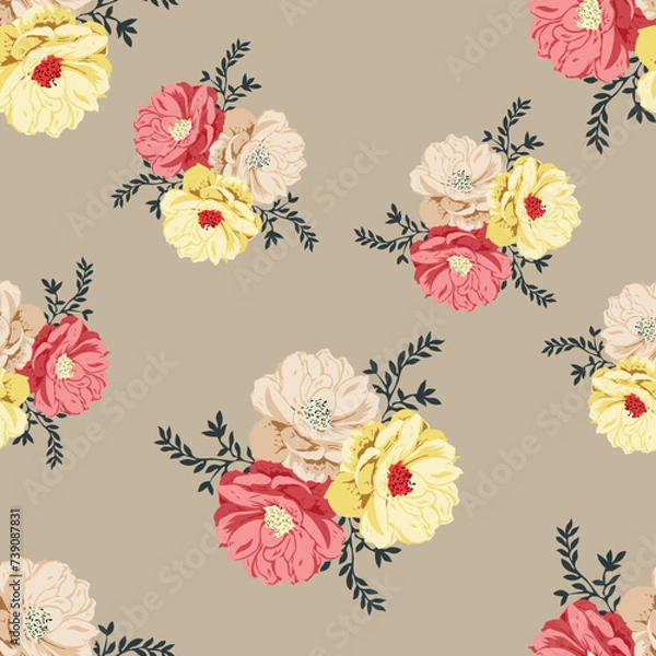 Fototapeta seamless vector flower design pattern on background