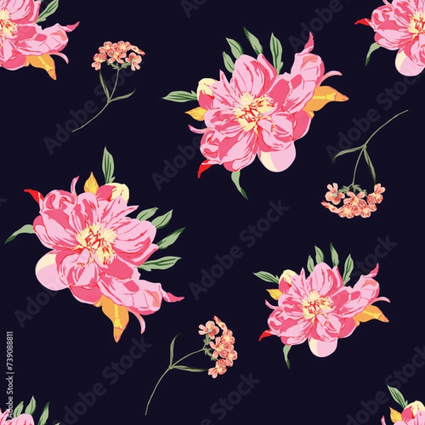 Fototapeta seamless vector flower design pattern on background