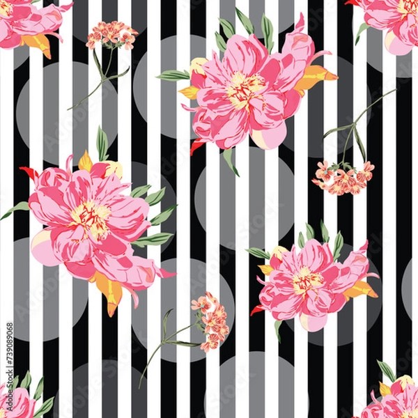 Fototapeta seamless vector flower design pattern on background
