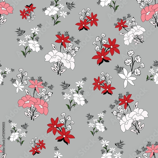 Fototapeta seamless vector flower design pattern on background