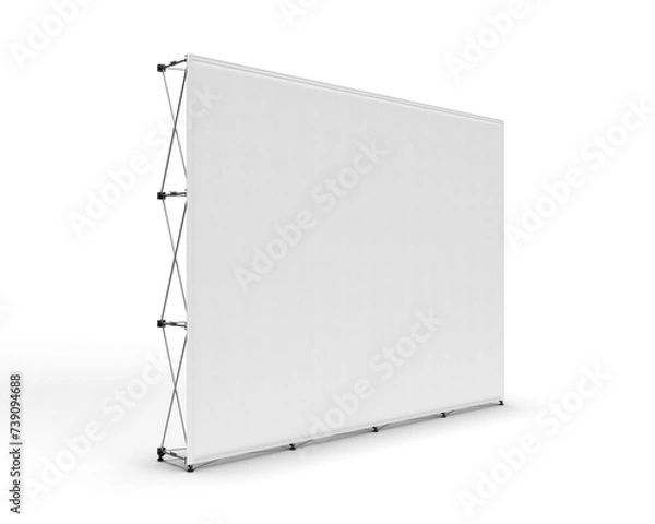 Fototapeta 3d rendered illustration of a Media Wall Banner Exhibition Stand with White Copy Space and a transparent background.