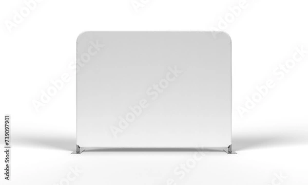 Fototapeta Exhibition Wall Banner Cloth Straight Display Stand white isolated on a transparent background. 3D illustration for mockups.