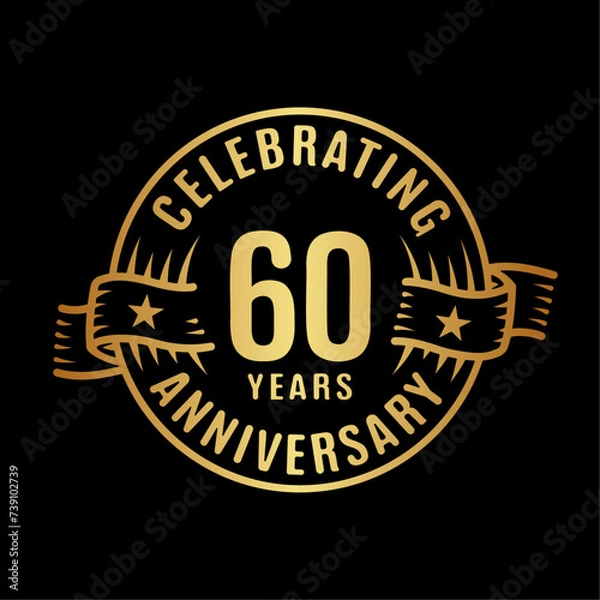 Fototapeta 60 years logo design template. 60th anniversary vector and illustration.