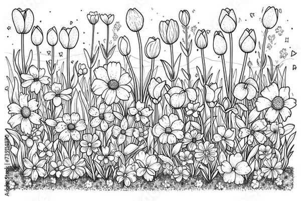 Obraz Coloring Pages of Flower in garden 