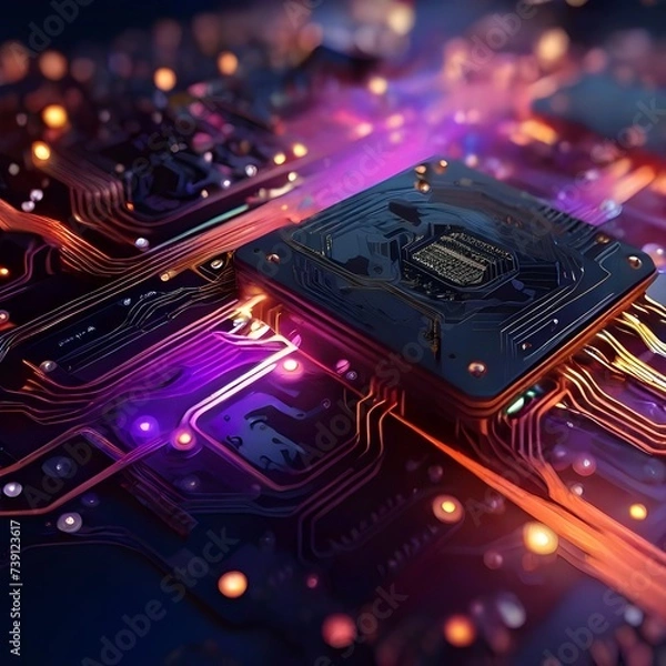 Obraz Generative AI-Engineered Abstract Cyberspace Circuit Design