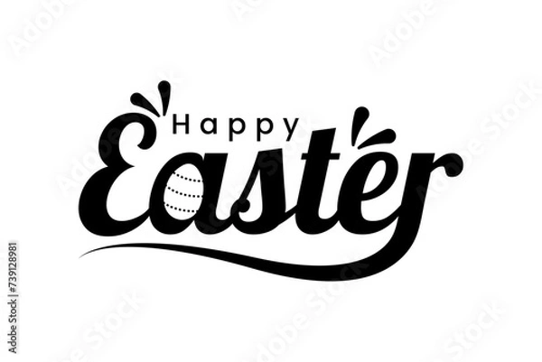 Obraz Happy Easter Day egg simple modern cursive handwritten script calligraphy font text editable vector illustration design. Happy Easter Day text vector design.