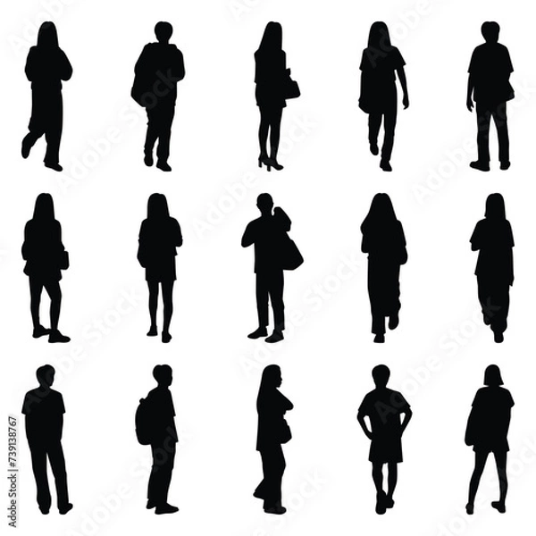 Fototapeta Vector collection set of individual people silhouettes.