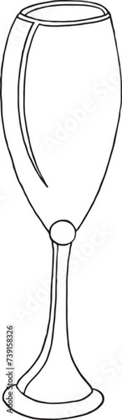 Fototapeta Cocktail glasses champagne wine drawing in flat line style lineart vector
