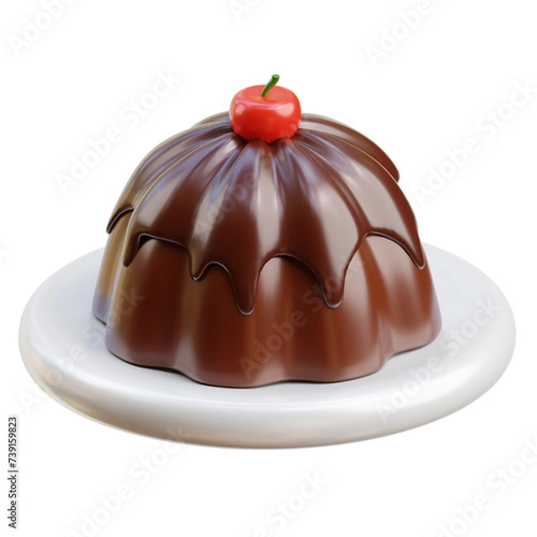 Fototapeta Puding chocolate 3d icon isolated White Background 3d rendering