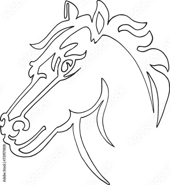 Fototapeta Horse head Continuous one line drawing art illustrartion vector