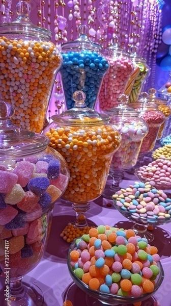 Fototapeta Candy buffet dreamland, themed to match the party colors