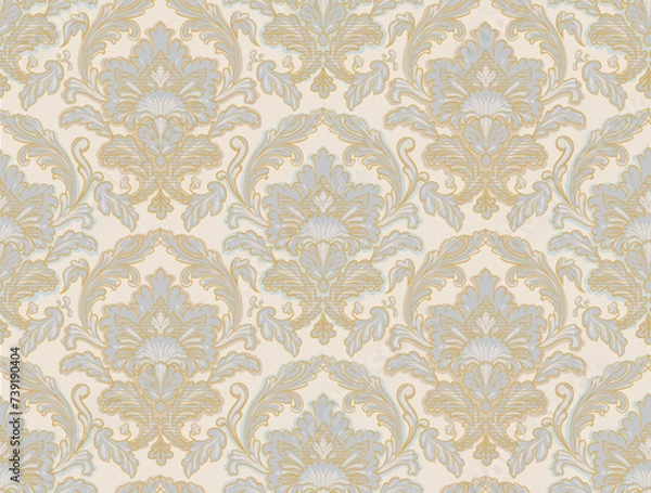 Fototapeta Seamless pattern of decorative gold floral element.