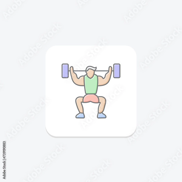 Fototapeta Weightlifting icon, lift, weight, barbell, dumbbell lineal color icon, editable vector icon, pixel perfect, illustrator ai file