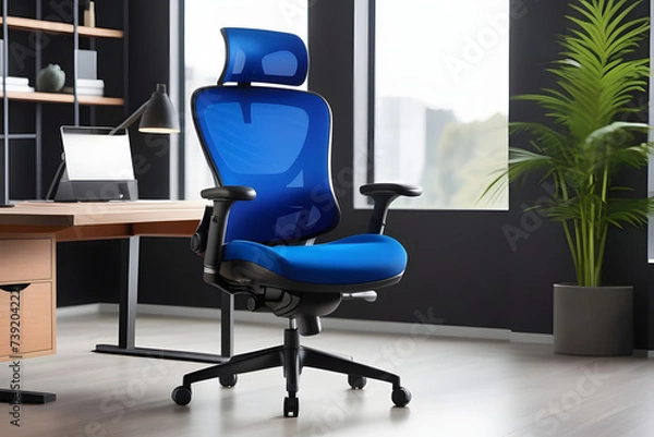 Obraz Blue Office Chair in Front of Desk