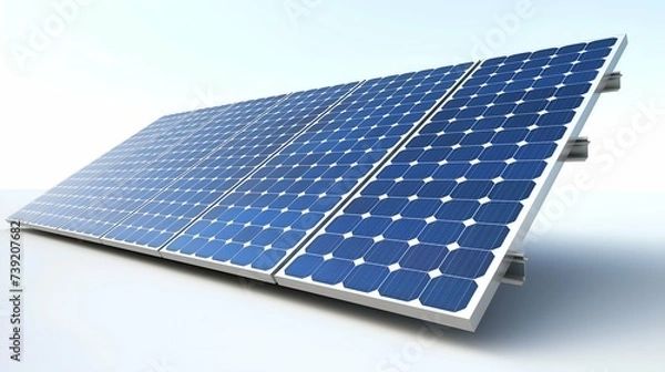 Fototapeta 3d illustration of a solar panel on a white background with shadow