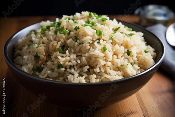Fototapeta A bowl of garlic fried rice generative AI