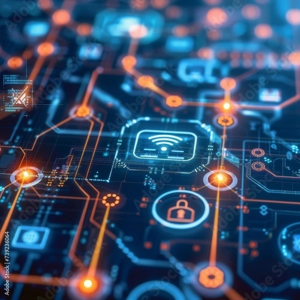 Fototapeta Depiction of rapid growth of cyber threats with advancements in technology