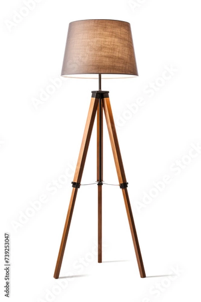 Fototapeta Modern floor lamp with tripod, isolated on a transparent background