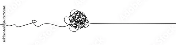 Fototapeta Chaotic tangled mind solve problem solution concept scribble line doodle illustration vector