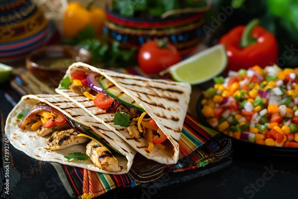 Obraz Delicious Mexican food assortment background, Authentic Mexican foods