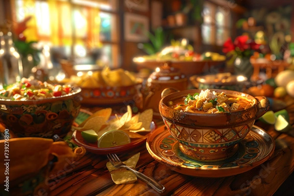 Obraz Delicious Mexican food assortment background, Authentic Mexican foods