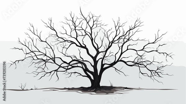 Fototapeta Abstract barren and leafless tree  symbolizing a sense of emptiness. simple Vector art
