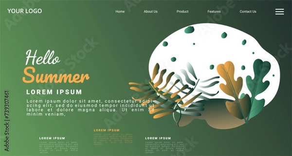 Fototapeta Gradient modern design concept. Landing page template . Modern Floral vector illustration concept for business web page, website and mobile website. Vector illustration