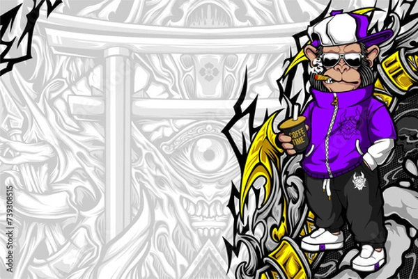 Obraz awesome cool monkey illustration for your print project