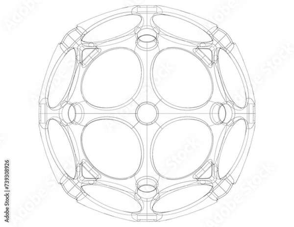 Fototapeta Wireframe Shape Geometric Holes Pattern Ball 3D print model