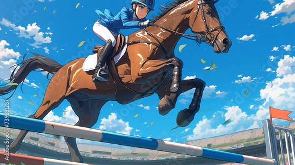 Obraz 障害馬術の競技シーン