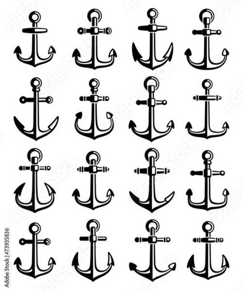 Fototapeta Anchor set. Vector