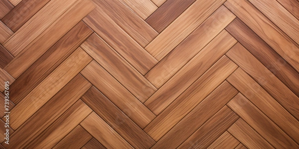 Fototapeta Top view of wooden herringbone plank floor pattern