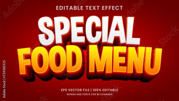 Fototapeta Special food menu 3d editable text effect