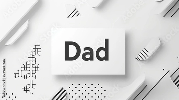Fototapeta A modern and sleek Father's Day card with a geometric pattern and a bold "Dad" message, designed against a crisp white background for a contemporary feel in breathtaking