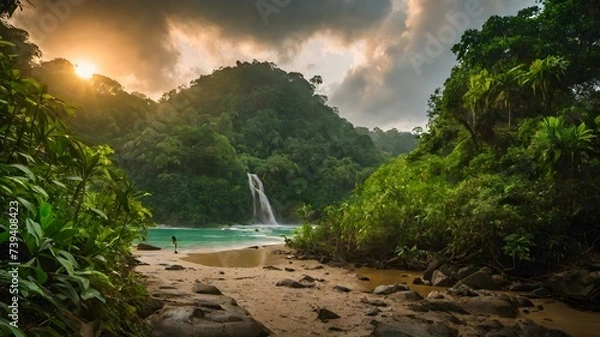 Fototapeta waterfall background very cool