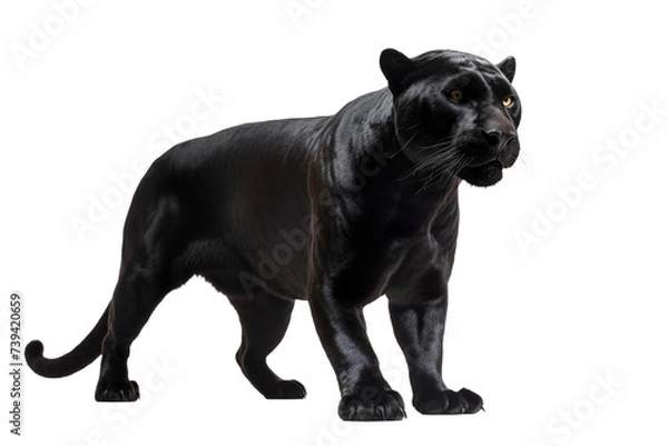 Fototapeta black pantera isolated on transparent background - Generative AI	