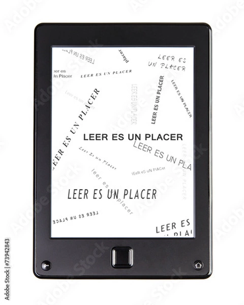 Fototapeta E-book reader for book and phrase LEER ES UN PLACER