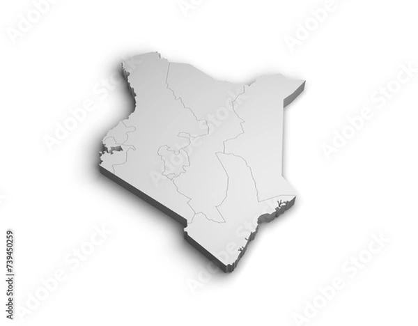 Fototapeta 3d Kenya map illustration white background isolate