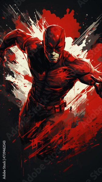 Obraz daredevil in a dynamic pose against a dark background Generative AI