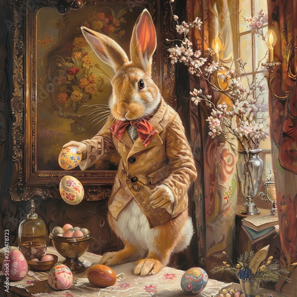 Obraz easter bunny and easter eggs